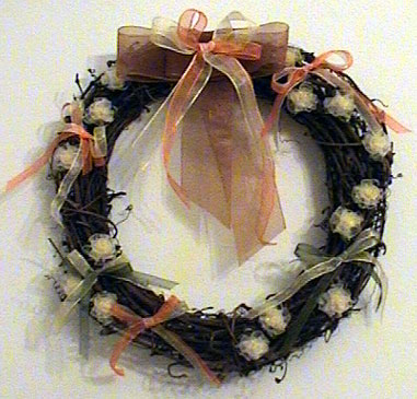 Chest Vine Wreath with silk ribbons and roses